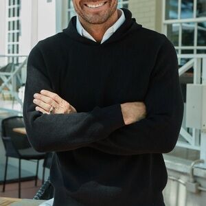 NEW Collars & Co Black Double Knit Premium Cotton Hoodie Sweater Small